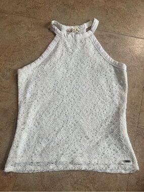 Hollister White Lace Halter Tank Top - Women's